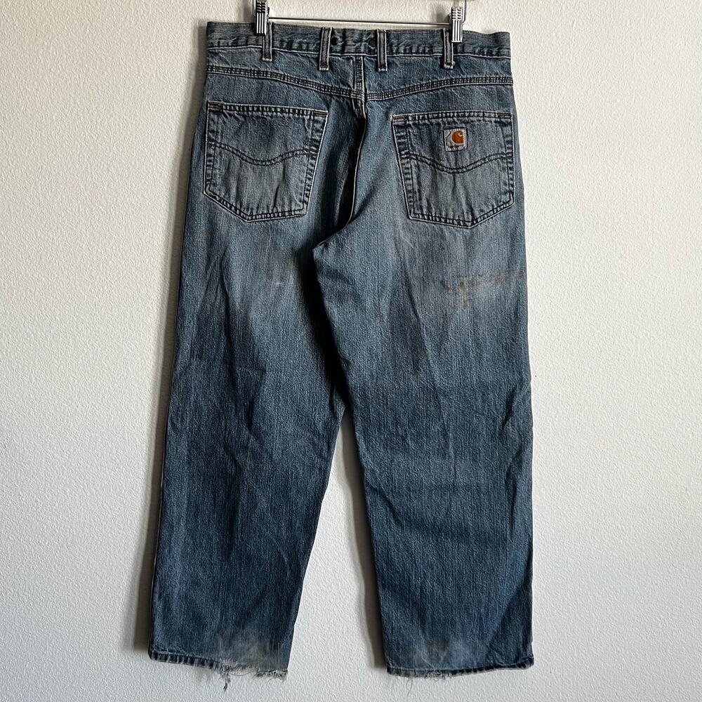 Carhartt blue denim jeans work wear carpenter pants